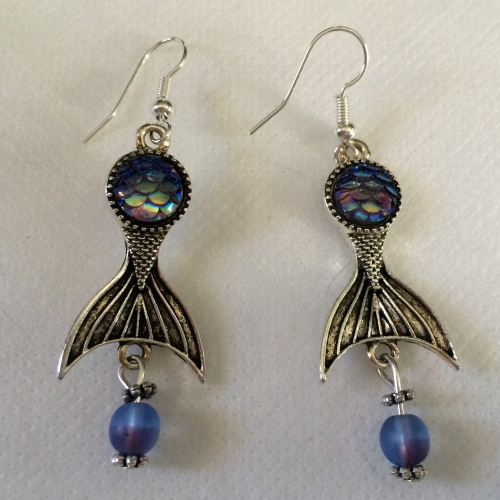 Handmade Mermaid Tail drop earrings